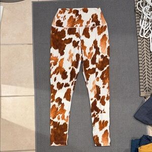WeWoreWhat Brown and White Cow Print Leggings